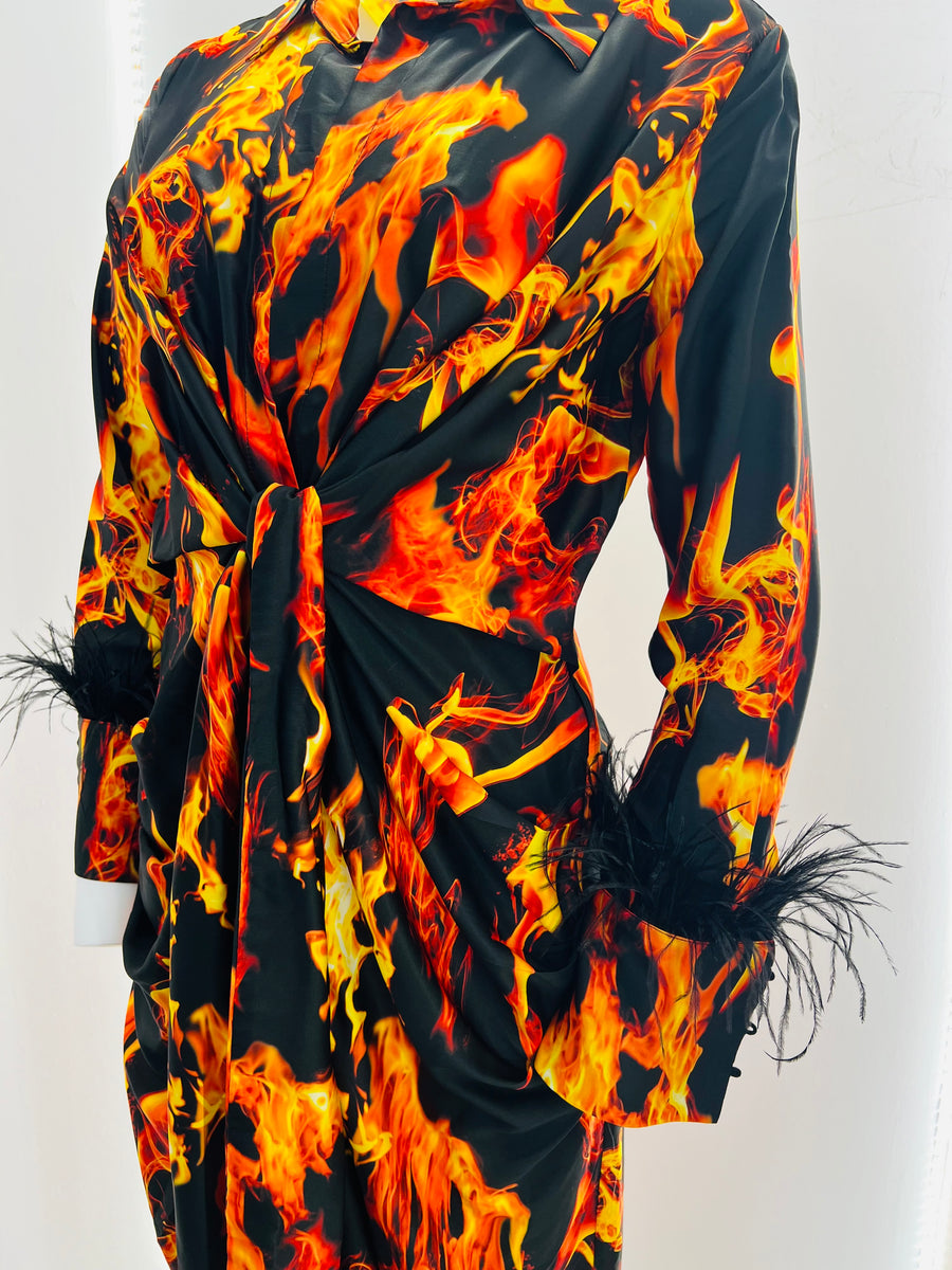 fire dress “Fire” 6.78 oz/yd² (230 g/m FERRAGAMO - Actress Florence black maxi gown Style:2022SP417 WAP
