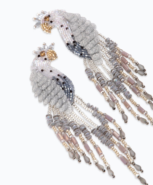 Peacock Earrings - Silver