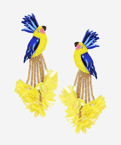 Bird Of Paradise Earrings - Yellow