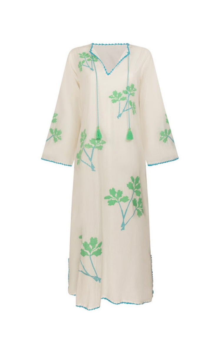 Organic Cotton Flower Dress with Handmade Embroidery PORTES OF GREECE