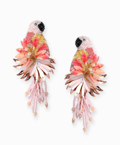 Parrot Earrings - Coral