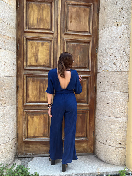 “Naxos” Cotton Jumpsuit - Blue