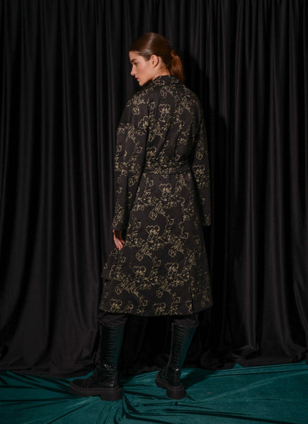 EMBROIDERED COAT WITH BELT