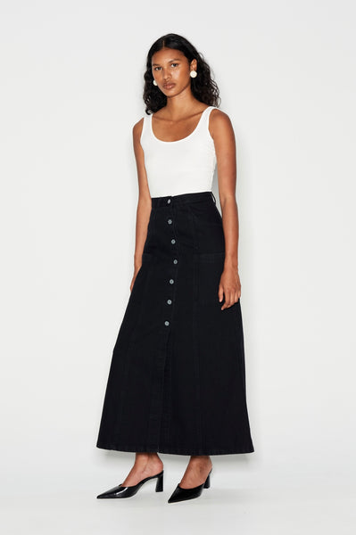 DENIM CREW SKIRT - BLACK