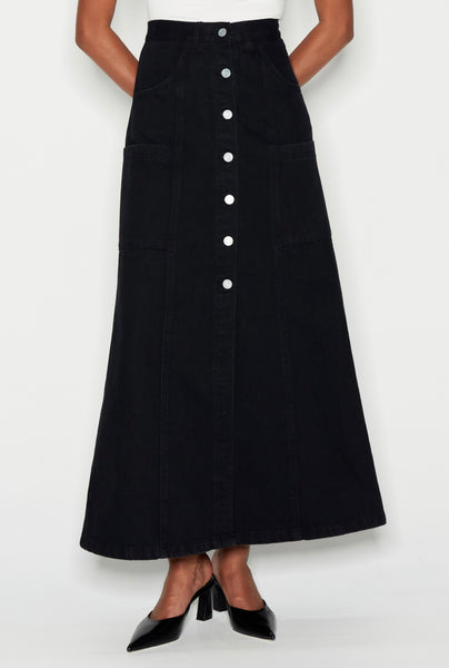 DENIM CREW SKIRT - BLACK