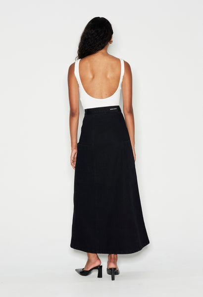 DENIM CREW SKIRT - BLACK