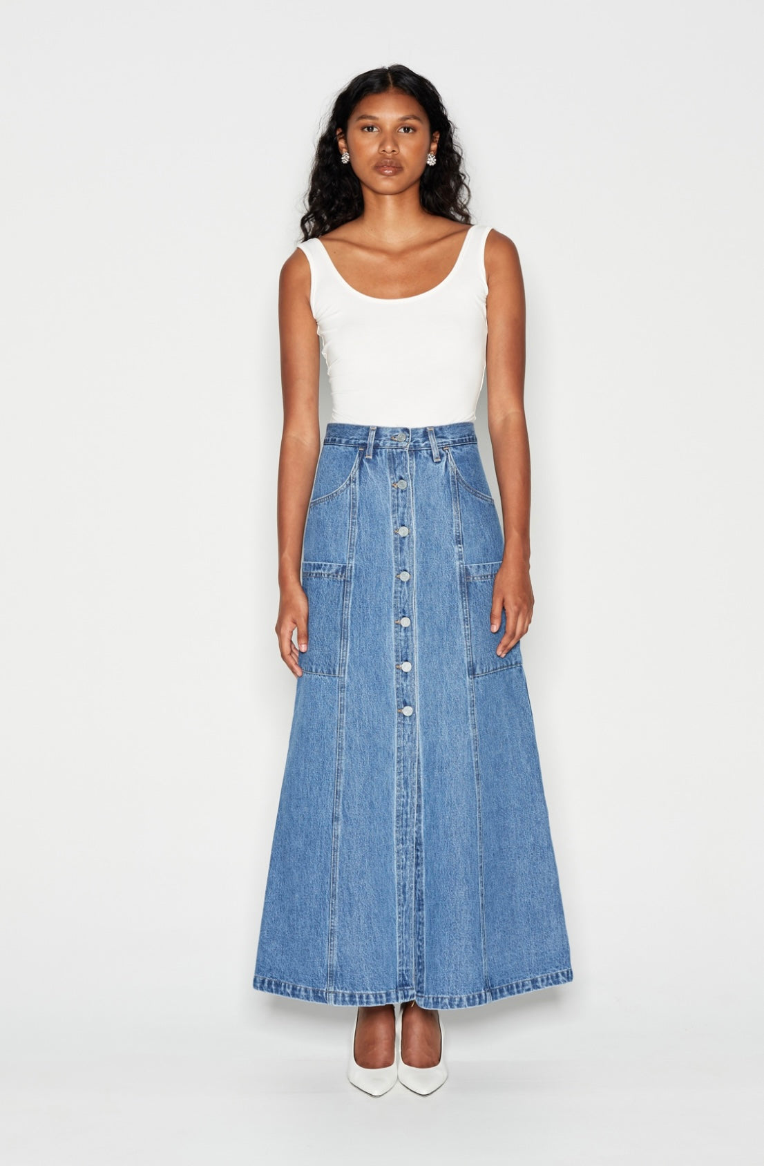 DENIM CREW SKIRT - BLUE