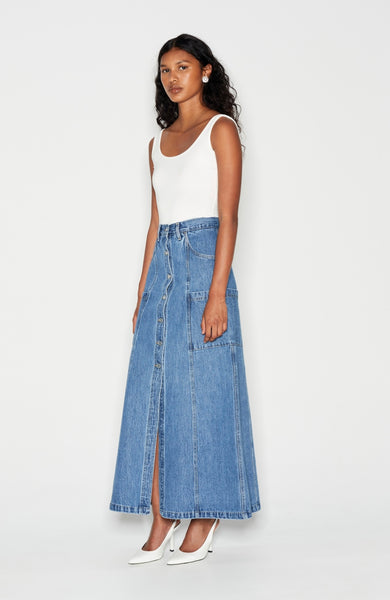 DENIM CREW SKIRT - BLUE