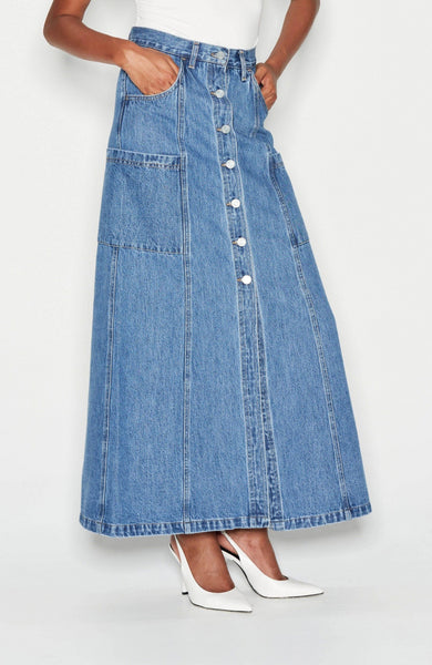 DENIM CREW SKIRT - BLUE