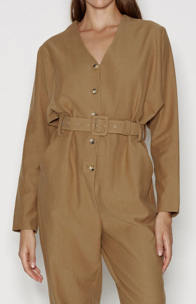 BLOCKBUSTER JUMPSUIT - OLIVE BROWN