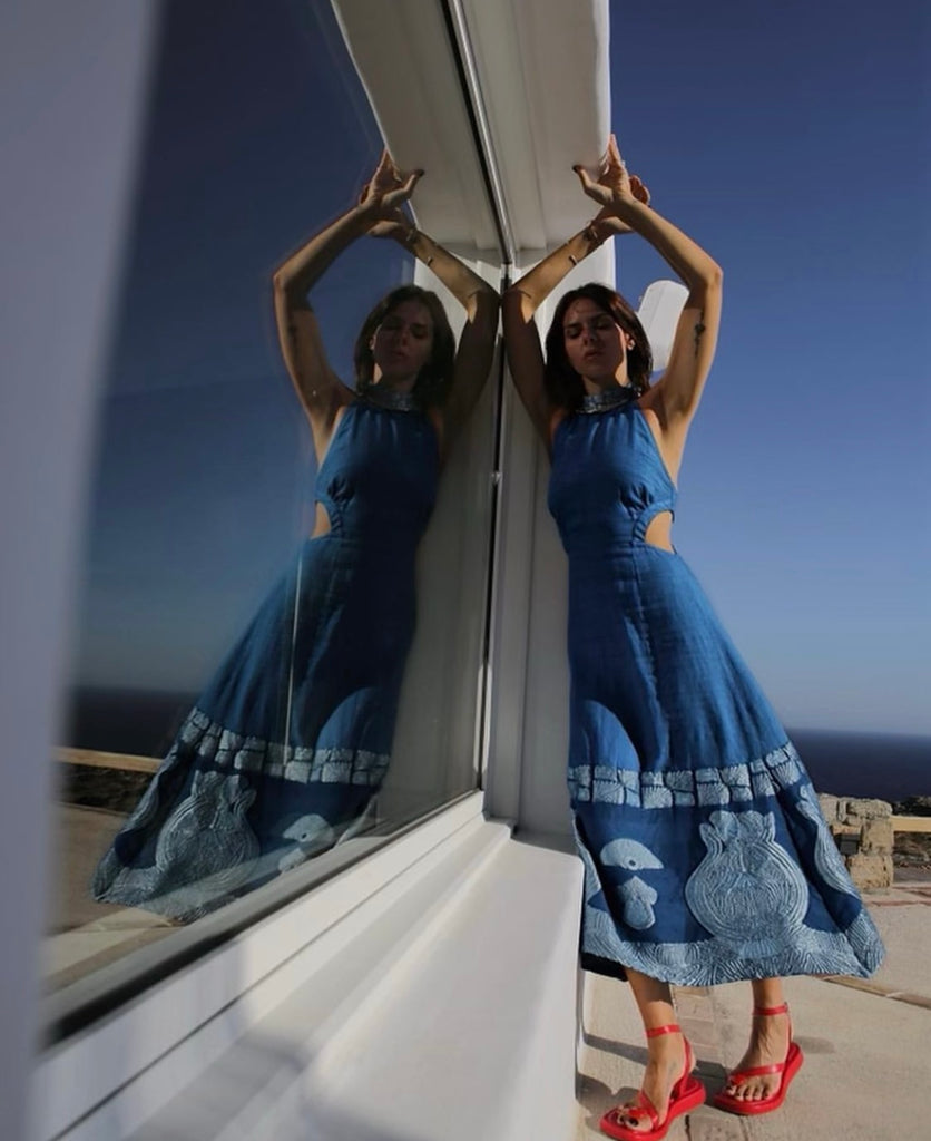 ANDROS DRESS - Mediterranean Blue / Silver PORTES OF GREECE ANDROS DRESS - Mediterranean Blue / Silver PORTES OF GREECE