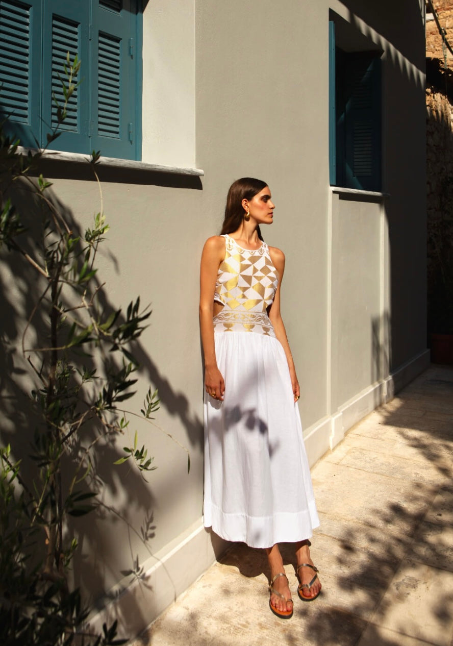 ILAEIRA DRESS - Gold / White