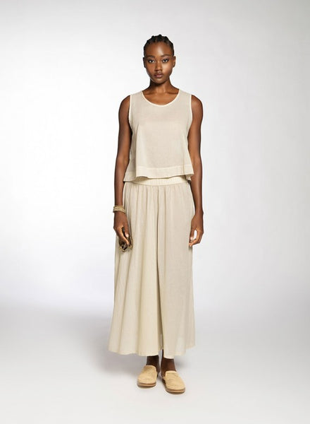 PANTS WIDE LEG VOILE - BEIGE