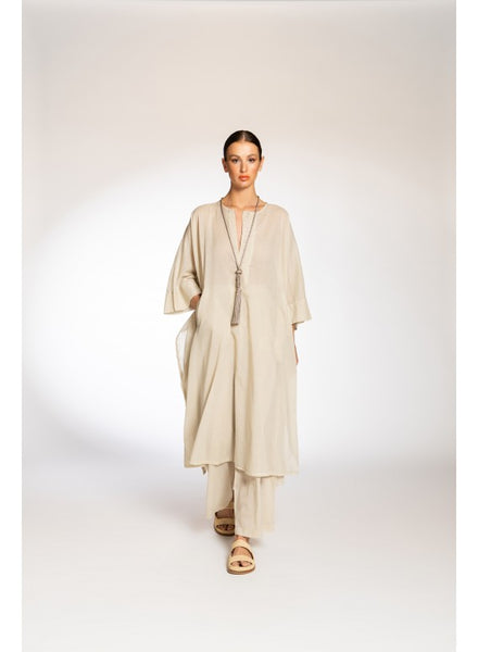 PANTS WIDE LEG VOILE - BEIGE