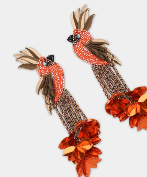 Bird Of Paradise Earrings - Orange