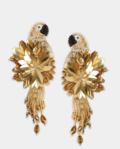 Parrot Earrings - Gold