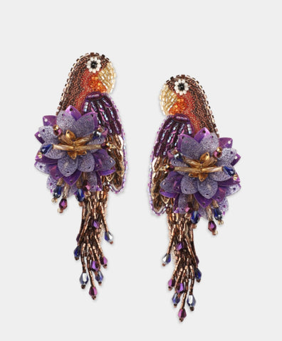 Parrot Earrings - Purple