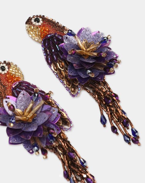 Parrot Earrings - Purple