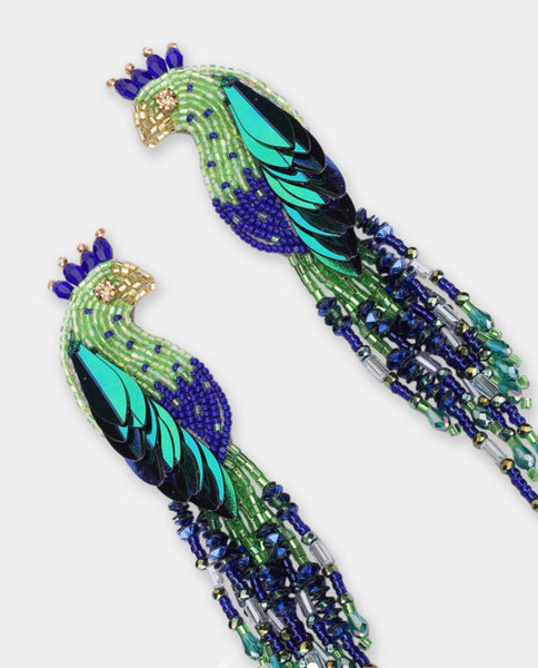 Peacock Earrings - Blue / Green