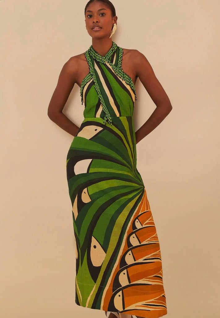 Toucan Tree Green Dress PORTES OF GREECE Toucan Tree Green Dress PORTES OF GREECE