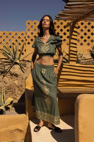 KATYA LINEN TOP - CHAKI