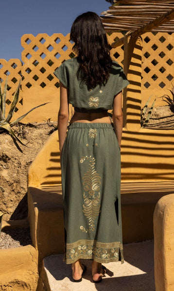 KATYA LINEN TOP - CHAKI