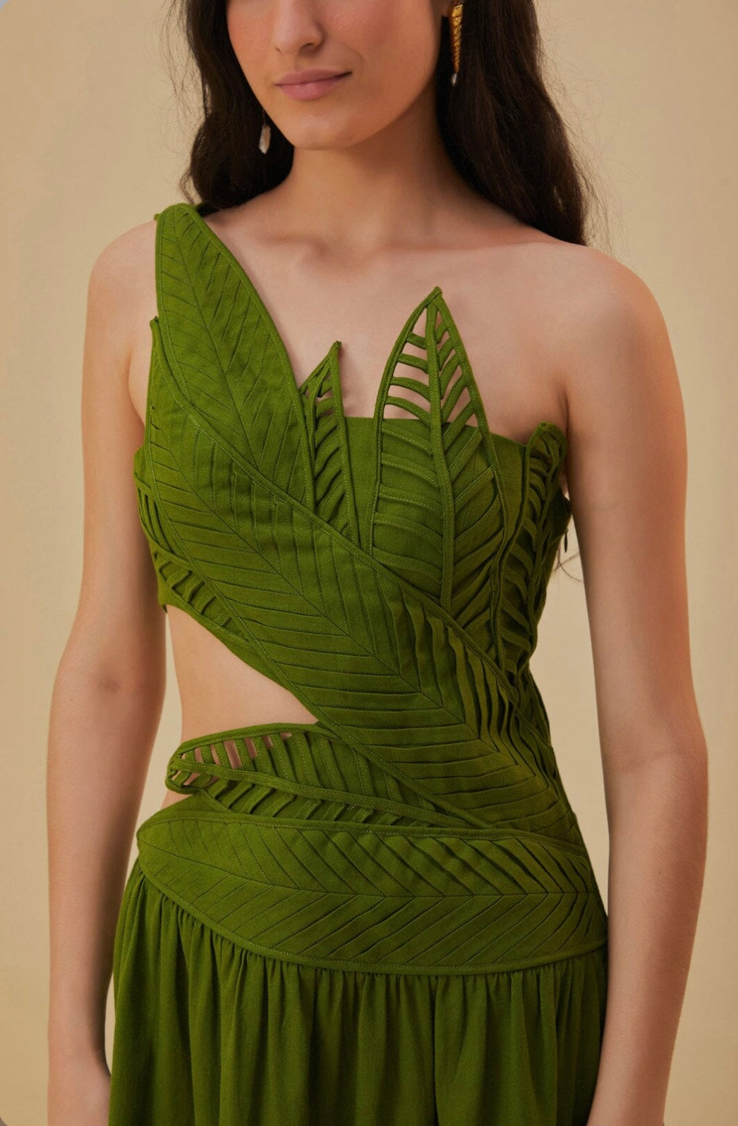 green leaves cut out midi dress Farm Rio