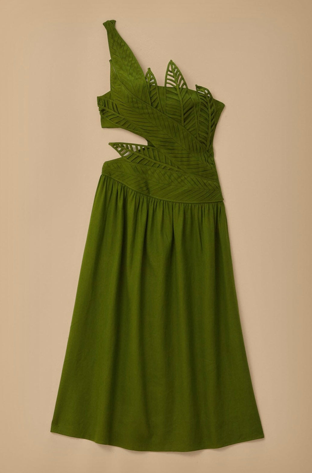 Green Leaves Cut Out Midi Dress – PORTES OF GREECE