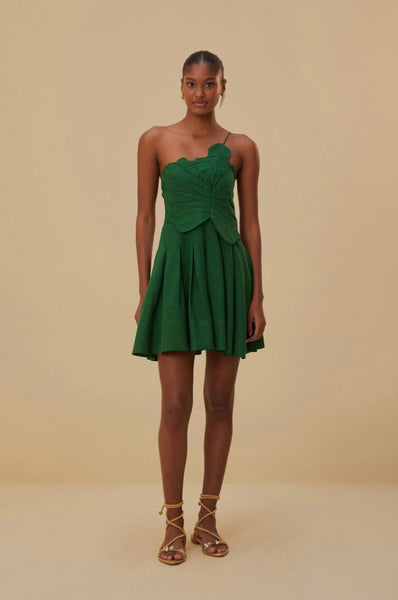 Green One Shoulder Lea Mini Dress