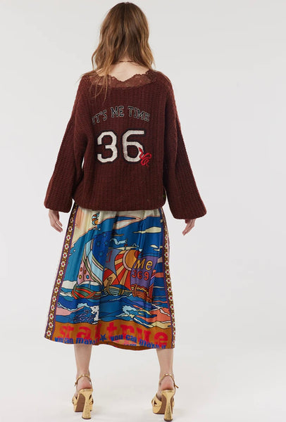 Vanessa Printed Nautical Midi Skirt