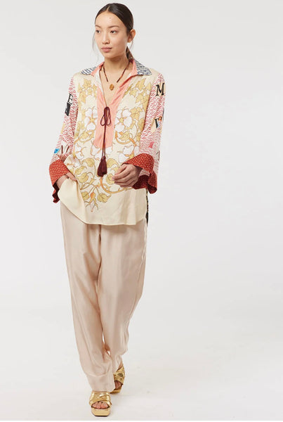 Carolina String Tie Collar Oriental Blouse