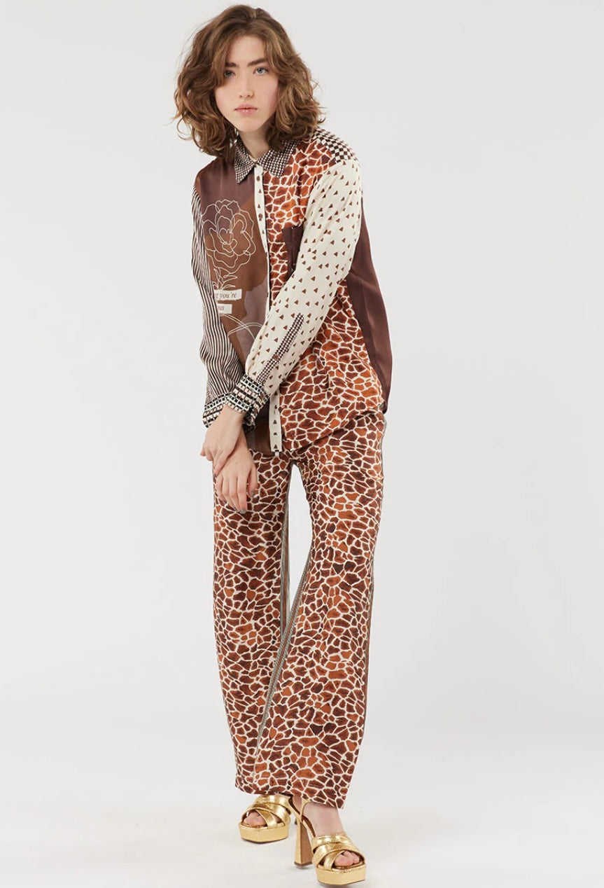 Isabel Mixed Print Chocolate Shirt