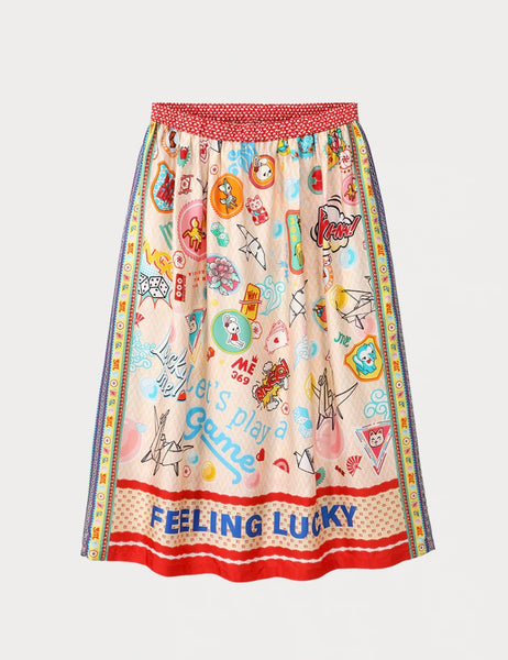 Vanessa Lucky Me Printed Midi Skirt