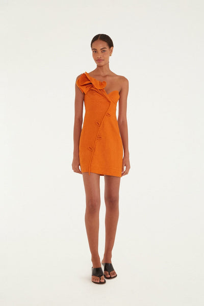 Orange Flower -  Premium Linen Mini Dress