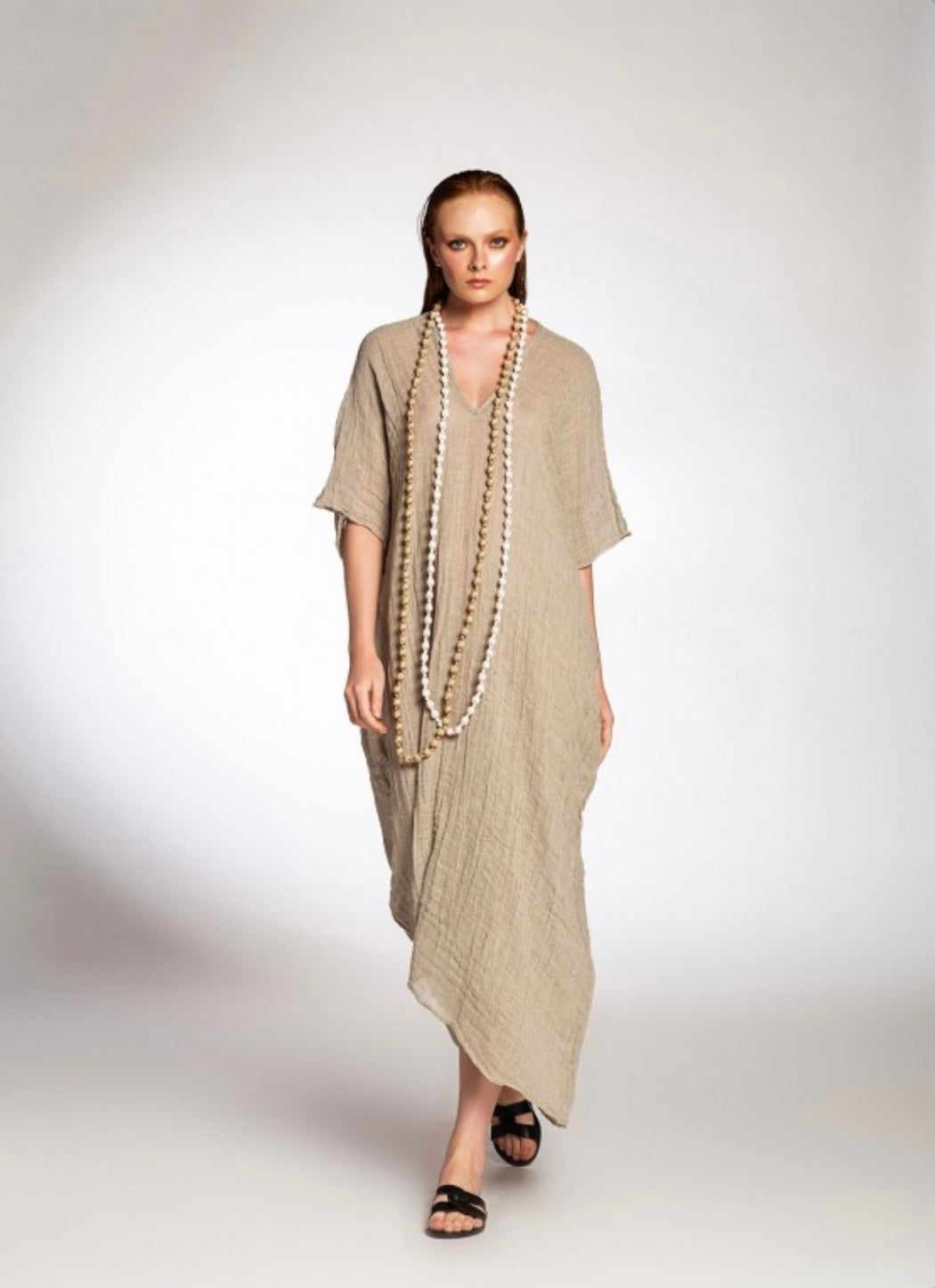 KAFTAN TRIGONO NATURAL GAUZE - BEIGE