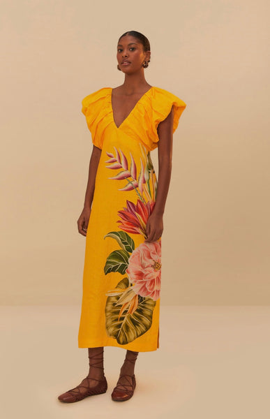 Off-White Spring Awakening Euroflax™ Premium Linen Midi Dress