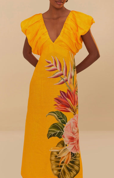 Off-White Spring Awakening Euroflax™ Premium Linen Midi Dress