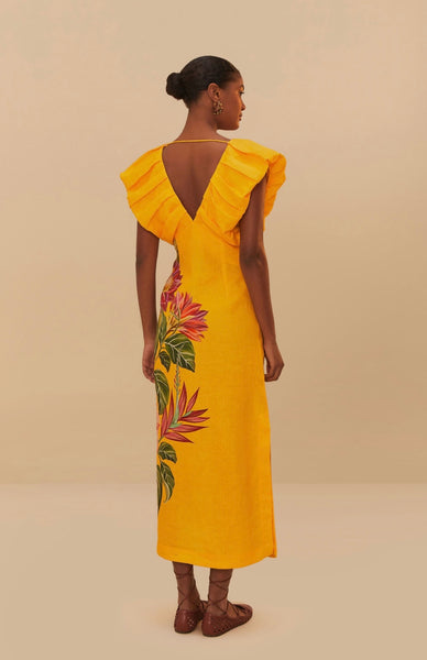 Off-White Spring Awakening Euroflax™ Premium Linen Midi Dress