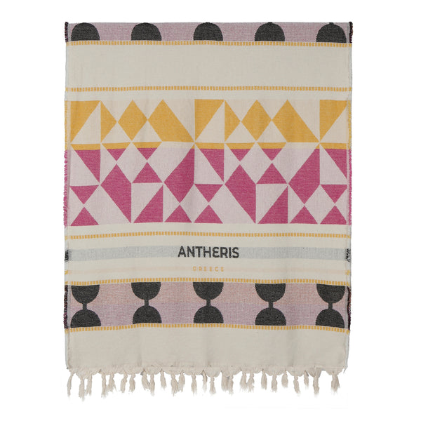 “Eumelia” Loomed Cotton Towel - Pink