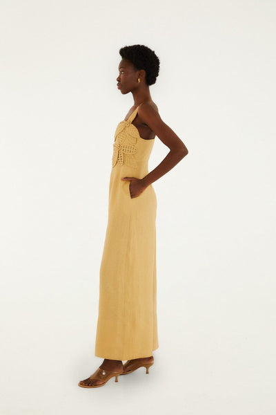 Sand 3d Flowers  Premium Linen Jumpsuit