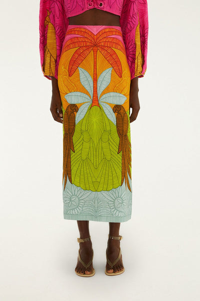 Multicolor Usiacuri Premium Linen Midi Skirt