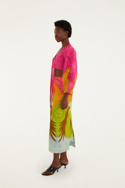Multicolor Usiacuri Premium Linen Midi Skirt