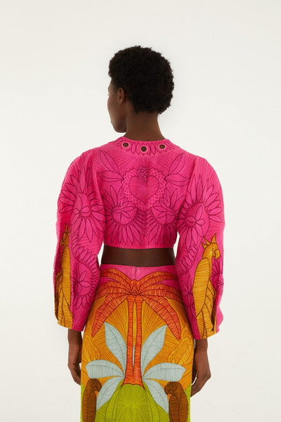 Multicolor Usiacuri Premium Linen Eyelet Blouse