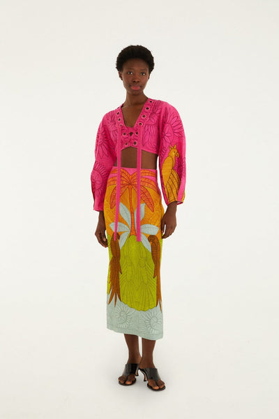 Multicolor Usiacuri Premium Linen Eyelet Blouse