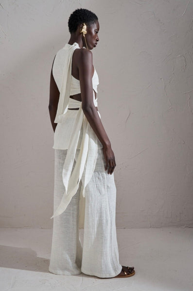 GAUZE CROP TIED-UP TOP