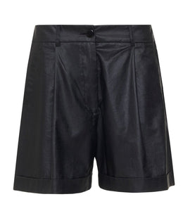 WAXED LINEN SHORTS BLACK