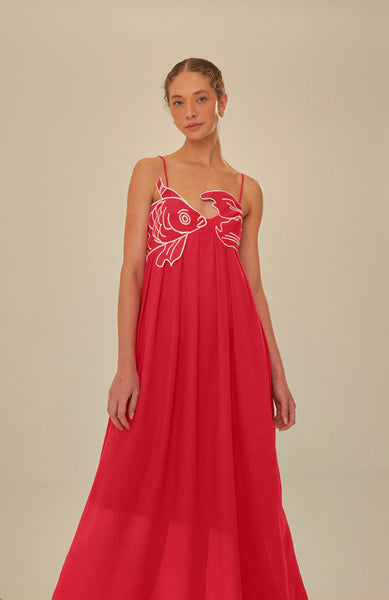 Red Fish Top Maxi Dress