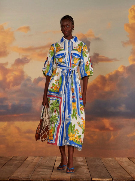 Off-White Tropical Destination Midi Dress