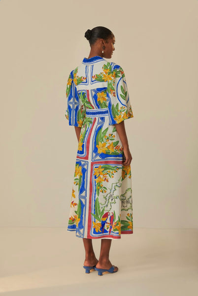 Off-White Tropical Destination Midi Dress