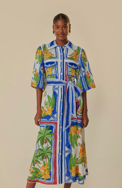 Off-White Tropical Destination Midi Dress